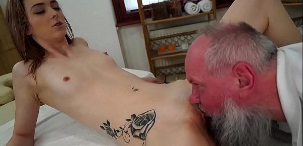  Older man fucks her younger massage client
